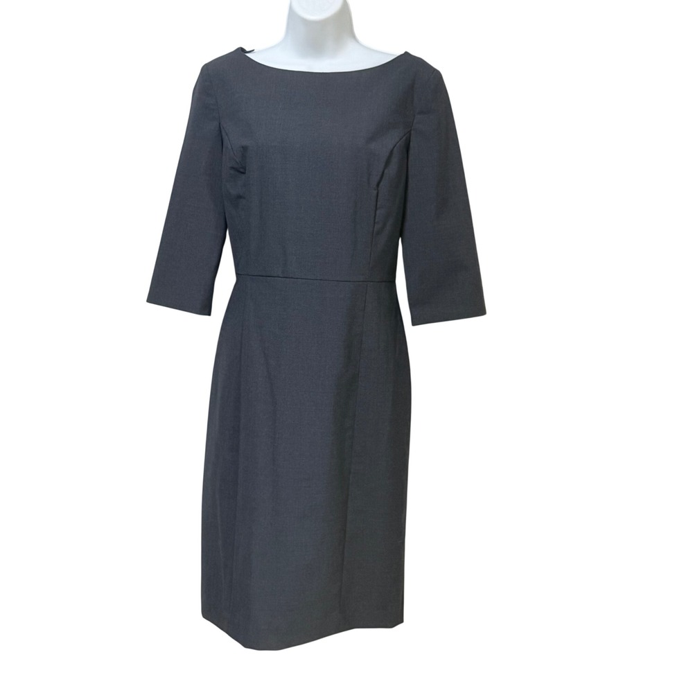 Of Mercer Charcoal Gray Virgin Wool Blend Sheath Dress 1002D Size 6 V-Back